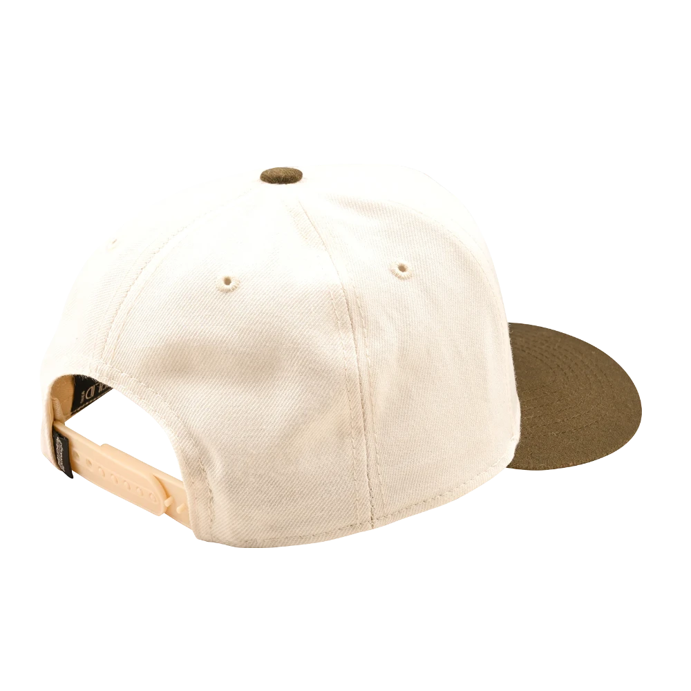 Curved SnapBack Hat Stamp Vintage White/Olive